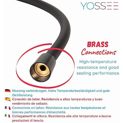 YOSSEE PVC Smooth Shower Hose 1.5M / 59 Inch with Anti-Twist Brass Connections - Universal Replacement, Flexible, Kink and Leak Proof (Black)