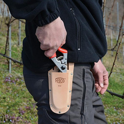 Felco Leather Holster Model 910+ Genuine Leather Side Holster for Sharpening Tool for all Secateurs Belt Loop & Pocket Clip Garden Tools Plants Gardening Horticulture Vineyard Bonsai Topiary