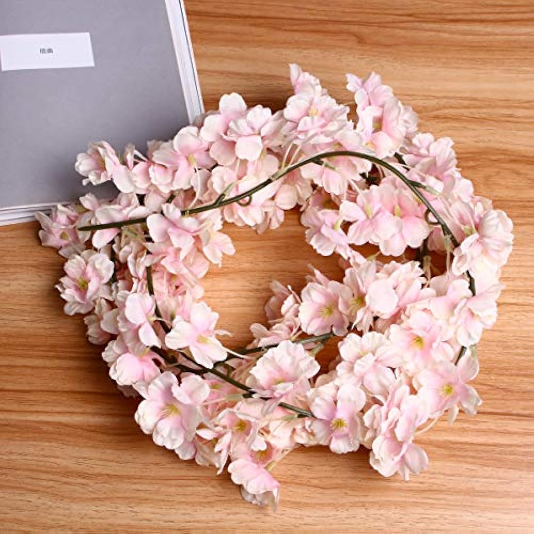 Artificial Silk Cherry Blossom Flowers Hanging Vine Garlands Home Wedding Decorations – White