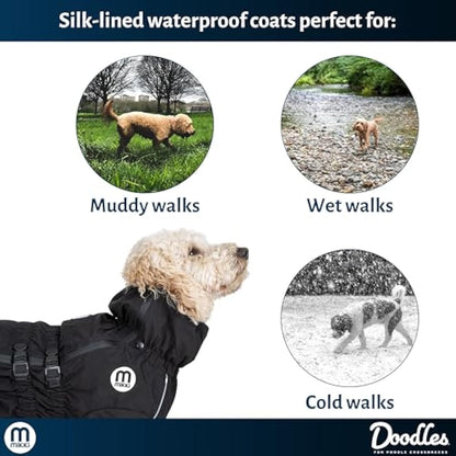 Mikki Doodles Dog Raincoat, Waterproof, Windproof, Silky Lining, Less Friction Means Less Knots & Tangles, Size Medium c