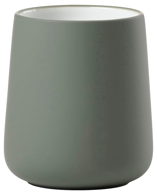 Zone Denmark Nova Porcelain Toothbrush Cup with Soft Touch Coating Diameter 8 cm Height 10 cm Olive Green
