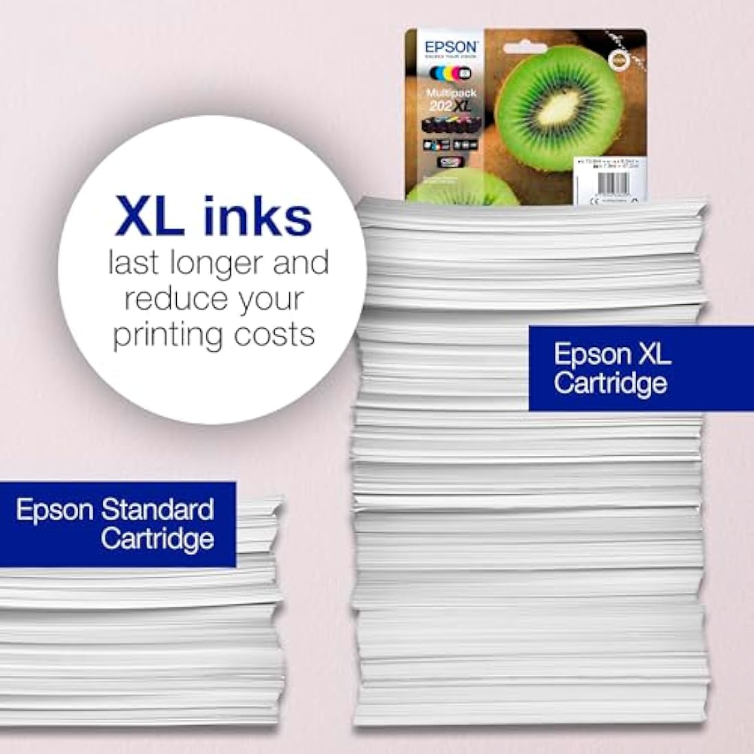 Epson 202 Kiwi Genuine Multipack, 5-colours Ink Cartridges, Claria Premium Ink, Black/Yellow/Magenta/Cyan, Standard Capacity