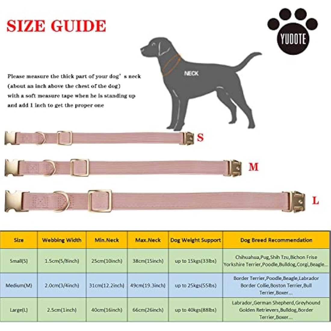 YUDOTE Ultra-soft Dog Collar Natural Cotton Corduroy Made for Small Dogs with Sensitive Skin,Dusty Pink