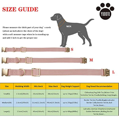 YUDOTE Ultra-soft Dog Collar Natural Cotton Corduroy Made for Small Dogs with Sensitive Skin,Dusty Pink