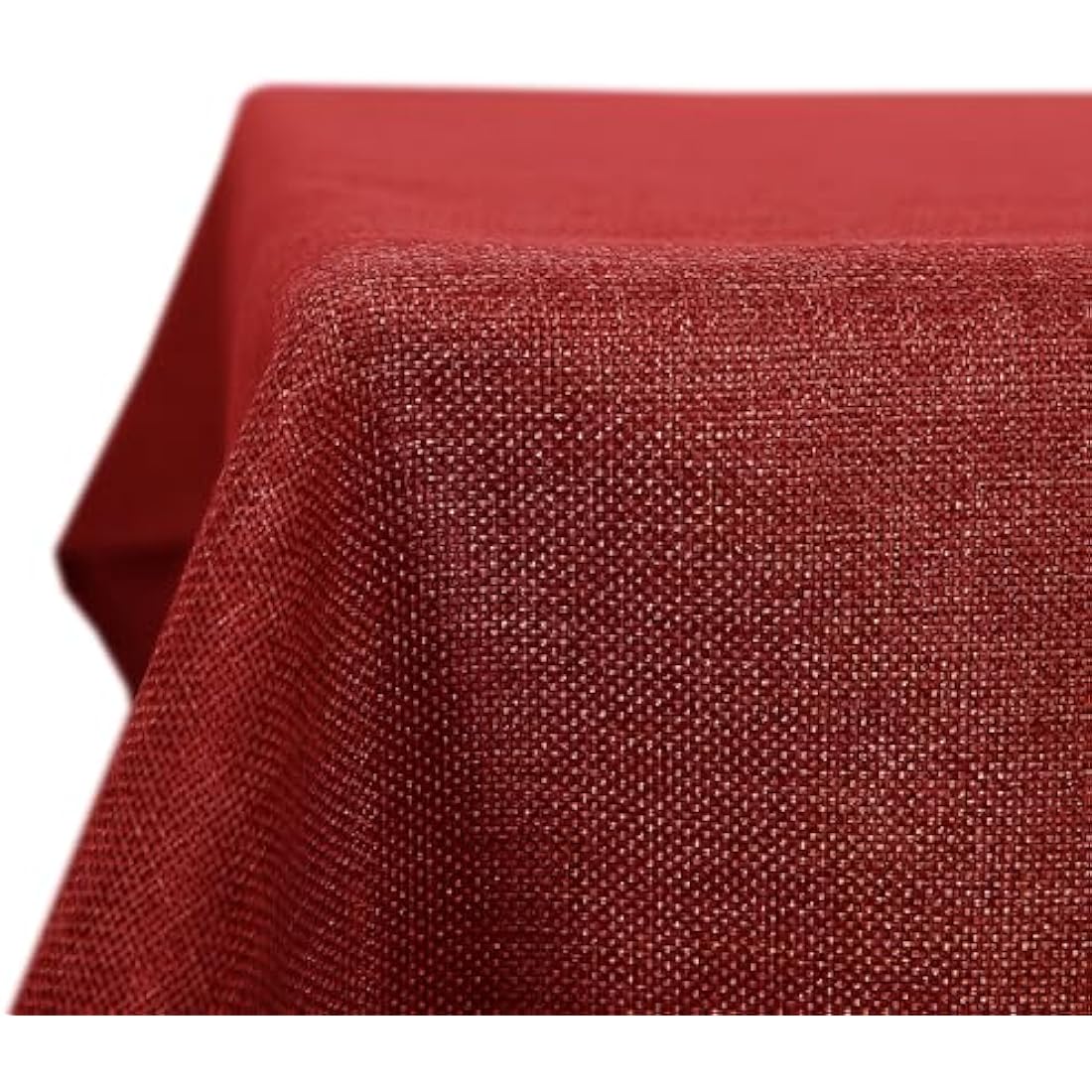Deconovo Faux Linen Table Cloth Water Resistant Rectangle Christmas Tablecloth 51x63in(130x160cm) Red
