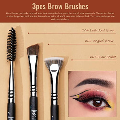 Jessup Eye Makeup Brushes Set Professional 28pcs Premium Synthetic Make up Brushes for Eyeshadow Eyeliner Eyebrow Blending, Black T341