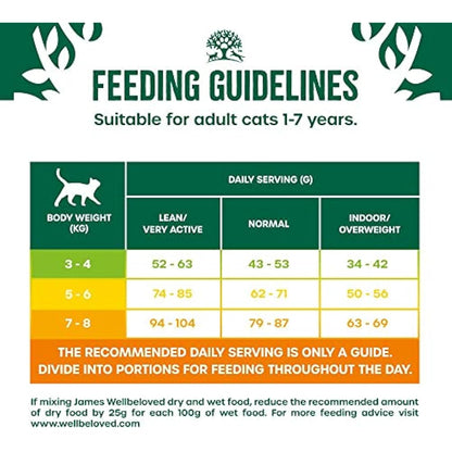 James Wellbeloved Complete Hypoallergenic Adult Dry Cat Food Made With 100% Natural Ingredients and One Source of Animal Protein (Fish), 4 kg