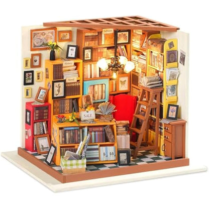 RoWood DIY Miniature Doll House Kit Library, Wooden Dollhouse Model Building Kits, Craft Kits Gifts for Adults and Teens for Christmas