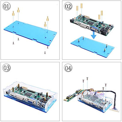 owootecc NT68676 HDMI VGA DVI Arcade Audio Input LCD Controller Driver Board Kit with Acrylic Case For HSD190MEN4 M170EN06 M170EG01 17" 19" 1280x1024 4CCFL 30Pin LCD Panel, Fit for Arcade1Up Monitor