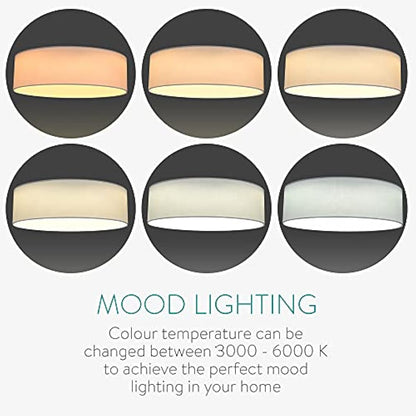 Navaris 22W LED Ceiling Light - 40cm Diameter Remote Controlled Round Flush Mount Ceiling Lamp with Dimmer, Temperature Change - White