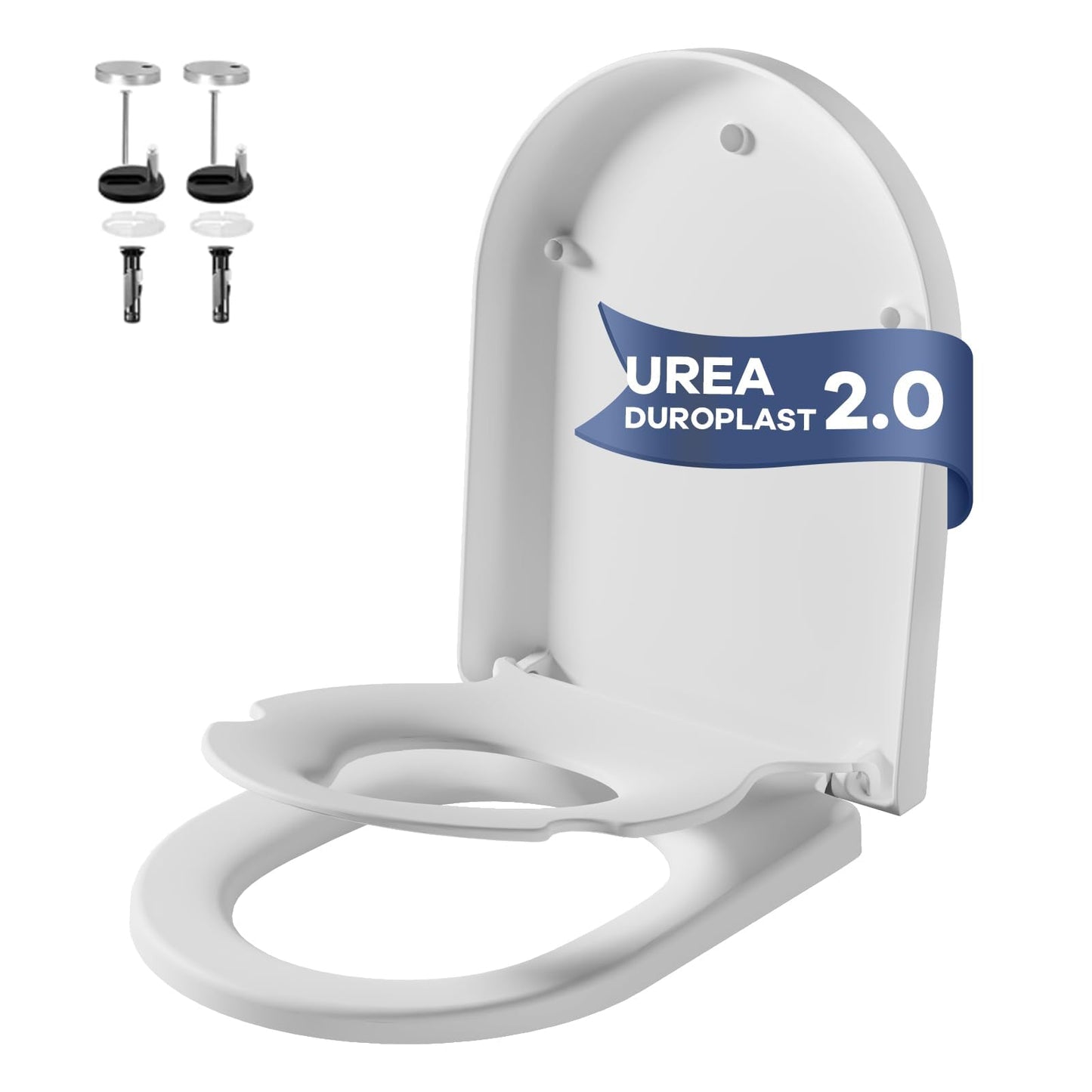 Family Toilet Seat with Quick Release for Easy Cleaning, Soft Close Toilet Seat with Child Seat Built-in, Simple Top Fixing, White Toilet Lid with