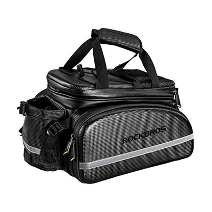 ROCKBROS Bike Pannier Bag Waterproof Bike Trunk Bicycle Carrier Rear Rack Bag Portable Seat Pannier Carbon Texture Large Storage Pouch Capacity 17-35L