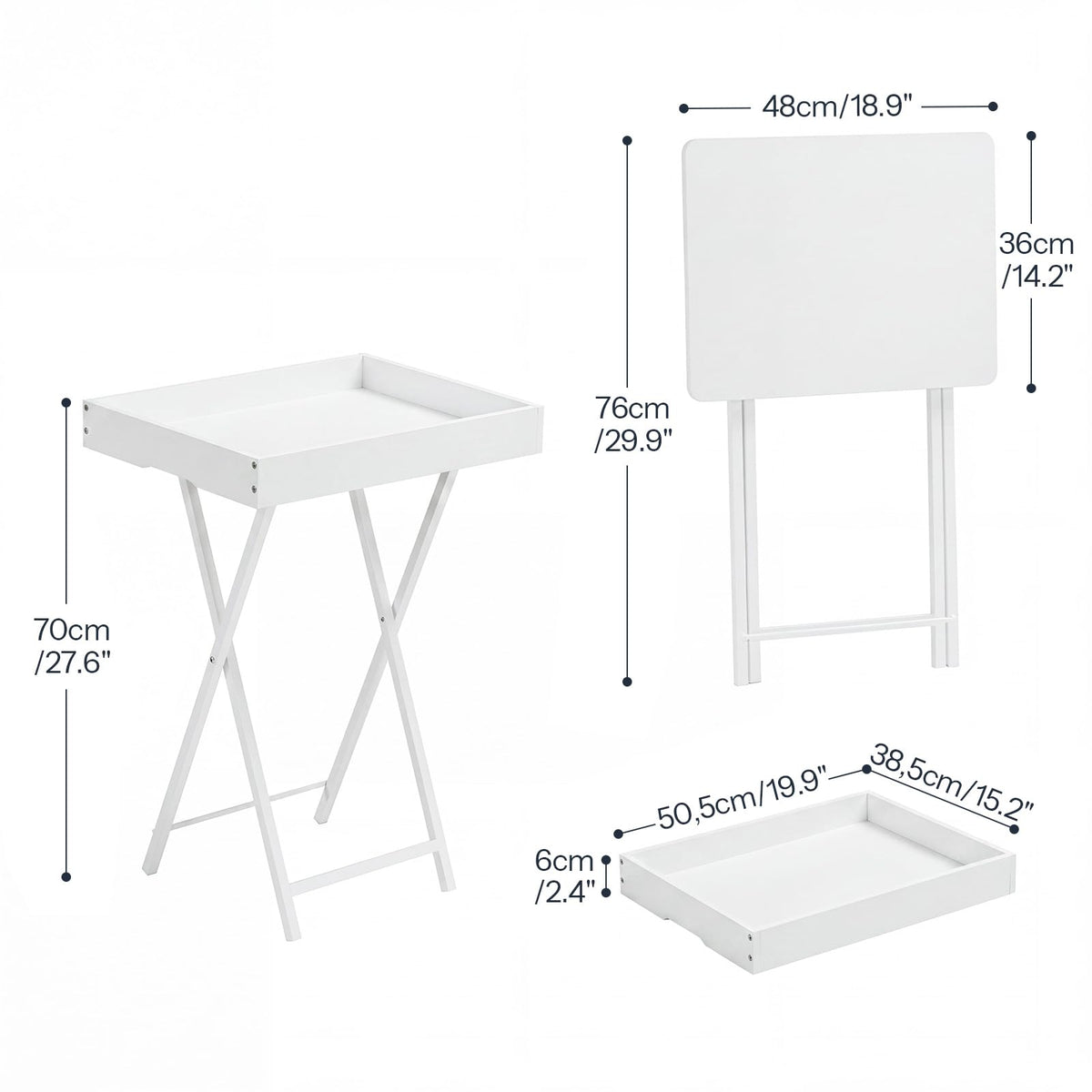 HOOBRO Folding TV Tray Table for Eating, Snack Dinner Side Table with Removable Serving Tray, Foldable Bedside Occasional Coffee Table