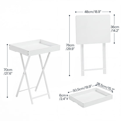 HOOBRO Folding TV Tray Table for Eating, Snack Dinner Side Table with Removable Serving Tray, Foldable Bedside Occasional Coffee Table