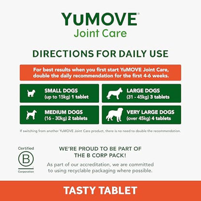 YuMOVE Joint Supplement for Young and Active Dogs, Essential Dog Hip and Joint Support with Glucosamine, Chondroitin & Green Lipped Mussel, for Dogs Aged up to 5, 240 Tablets