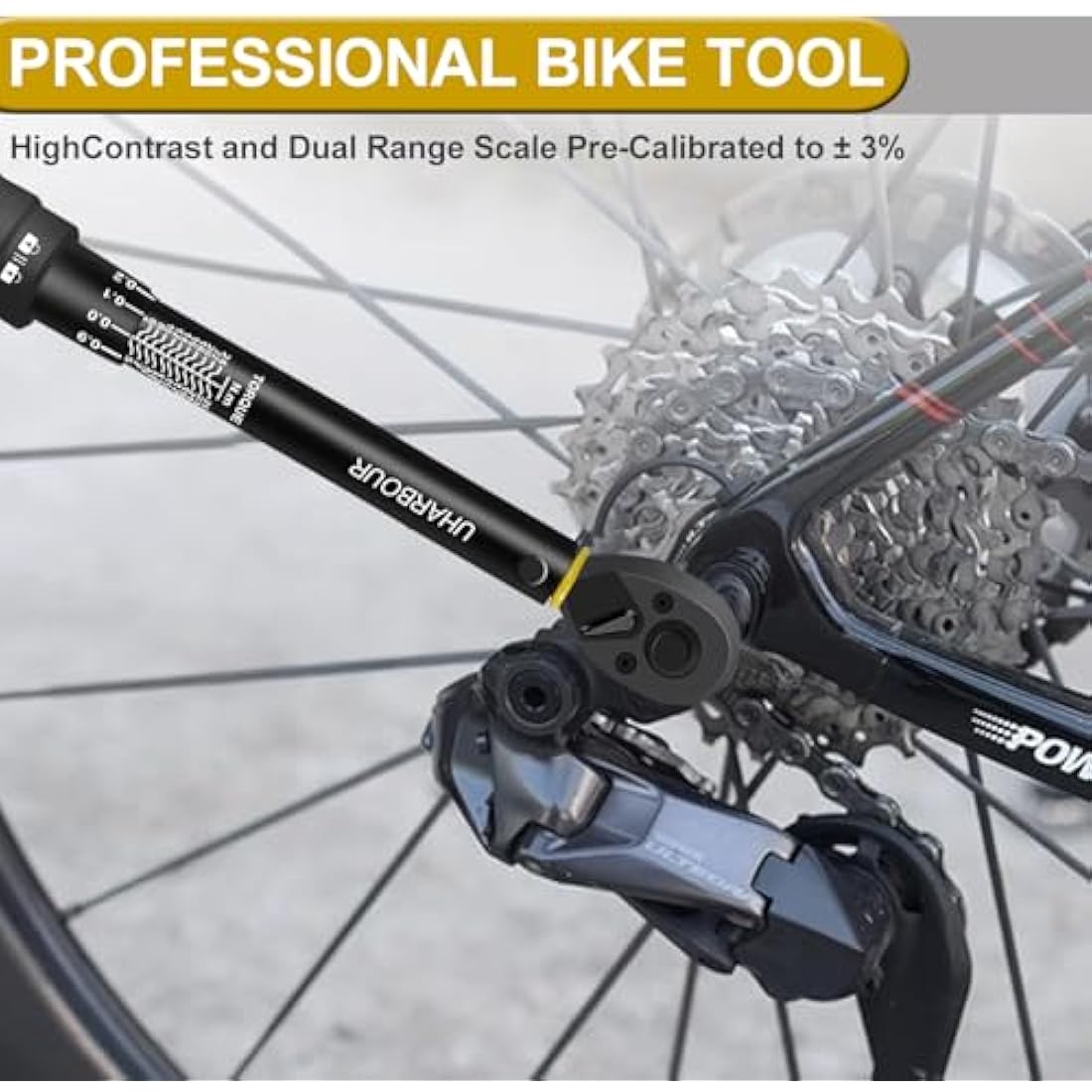 Uharbour Torque Wrench 1/4, 3-25 Nm Bike Torque Wrench, 0.1 Nm Micro Adjustment with Lock, ±3% Accuracy with Calibration Certificate, Dual Direction with 72 Teeth