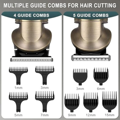 Hatteker Beard Trimmer Kit Professional Hair Clipper Zero Gapped T-Blade Electric Razor Shaver for Nose Ear Body Face Mustache Trimmer for Men Cordless Grooming Kit Waterproof 8 in 1