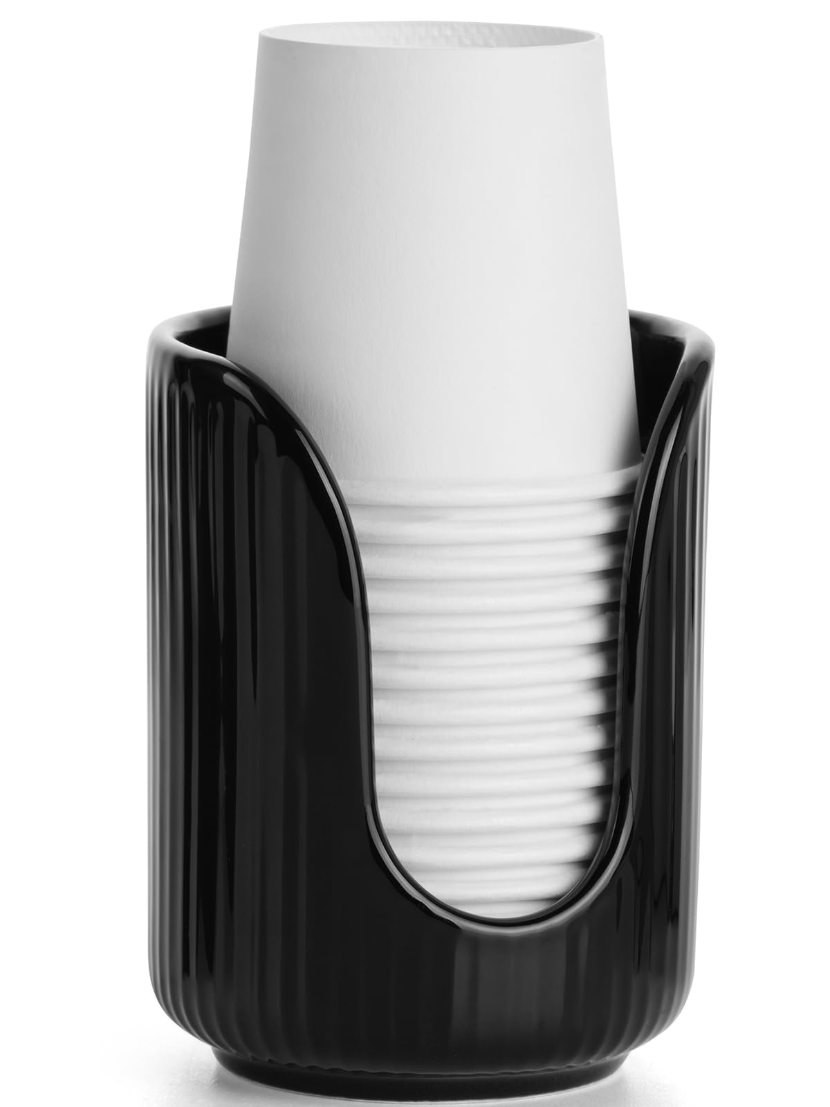 Bathroom Cup Dispenser, 3oz-4oz Ceramic Paper Cup Holder, Small Countertop Mouthwash Dixie Cups Accessories, for Vanity Countertops, Bathroom