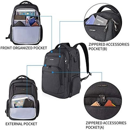 KROSER School Laptop Backpack 17.3 Inch Large Travel Computer Backpack Water-Repellent Daypack with USB Charging Port & Headphone Interface RFID Pockets