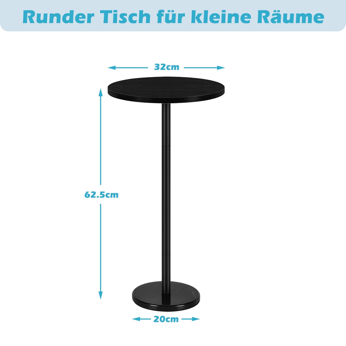 1 Pack Round Side Table Black Small Round Coffee Table With Marble Base