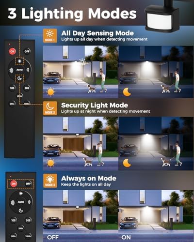 vighep Security Lights Outdoor Motion Sensor, 30W Led Pir Floodlight with Remote Control, 6500K Cold White IP66 Waterproof Outside Wall Light Mains Powered for Garage Backyard Garden Doorway-2Pack