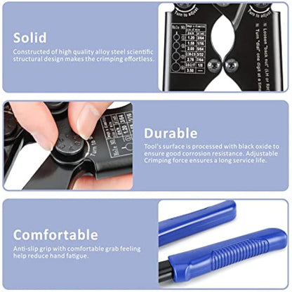 iCrimp Hand Swage Wire Rope Crimping Tool, Compatible with Aluminum Duplex Hourglass Sleeves and Copper Duplex Sleeves, Built-in Cable Cutter for 1.2mm to 3.5mm Wire Rope
