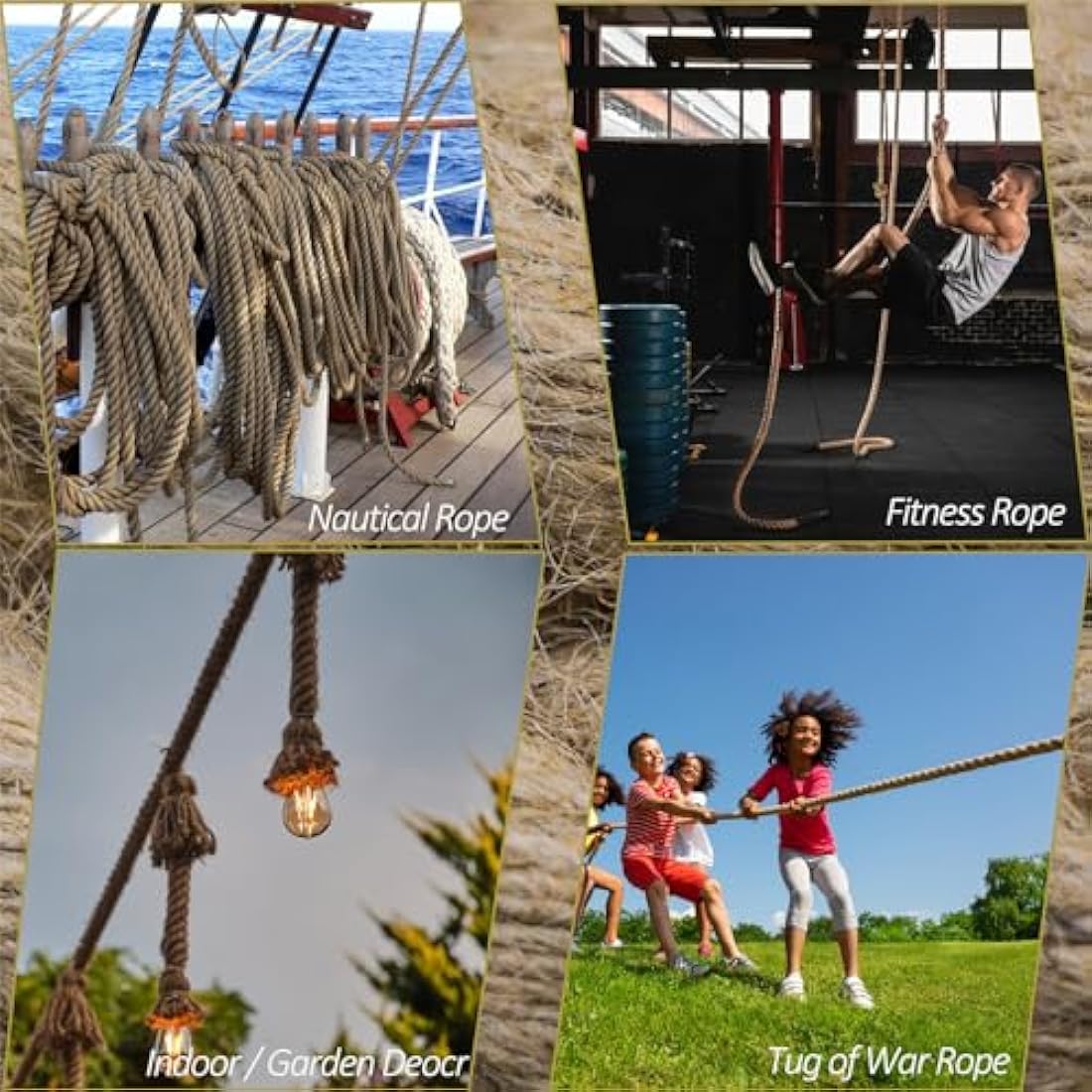Aoneky Natural Jute Rope 14/16 /20/25 /30/40/ 50MM - Heavy Duty Twisted Hemp Rope for Crafts Nautical, Tug of War Rope, Climbing, Hammock - Garden Decking Rope for Decorate (25mm / 30m)
