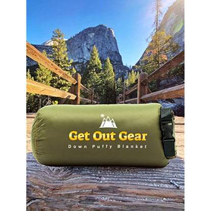 Get Out Gear Down Camping Blanket - Outdoor Lightweight Packable 650 Fill Power Down Blanket Compact Waterproof and Warm Backpacking Quilt for Camping Hiking Travel Hammock
