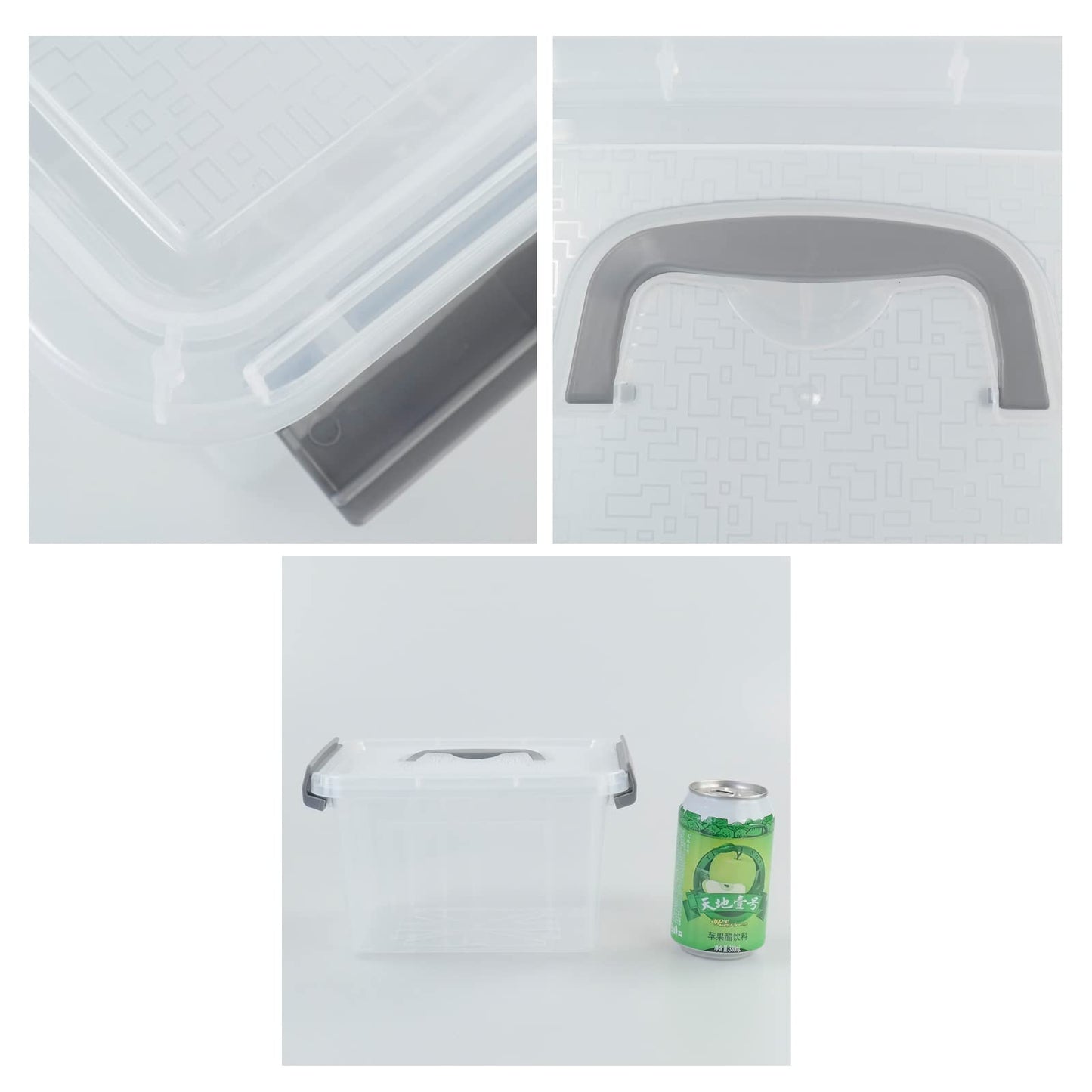 Saedy 6 Pack 3 L Small Lidded Containers, Latching Storage Box with Handle