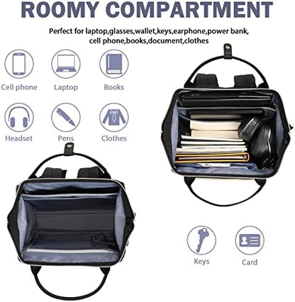 EMPSIGN Laptop Backpack Women 17 Inch, Large Laptop Rucksack Wide Open, College School Backpack with USB Charging Port, Water Repellent Travel Business Work Bag Computer Bookbag for Men