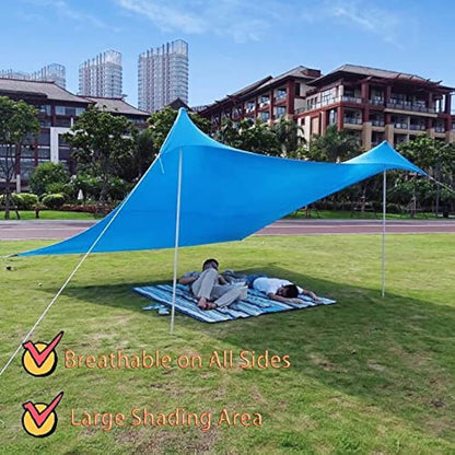 Beach Tent Anti UV Adult Child Ventilation Shelter Family Beach Large Sunshade Portable Canopy (Blue, M)