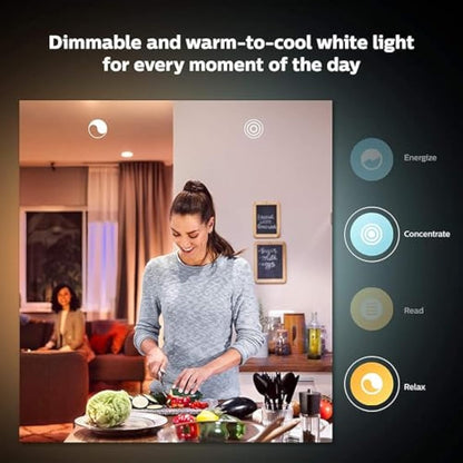 Philips Hue New White Ambiance Smart Light Bulb 2 Pack 75W - 1100 Lumen [E27 Edison Screw] with Bluetooth. Works with Alexa, Google Assistant and Apple Homekit.
