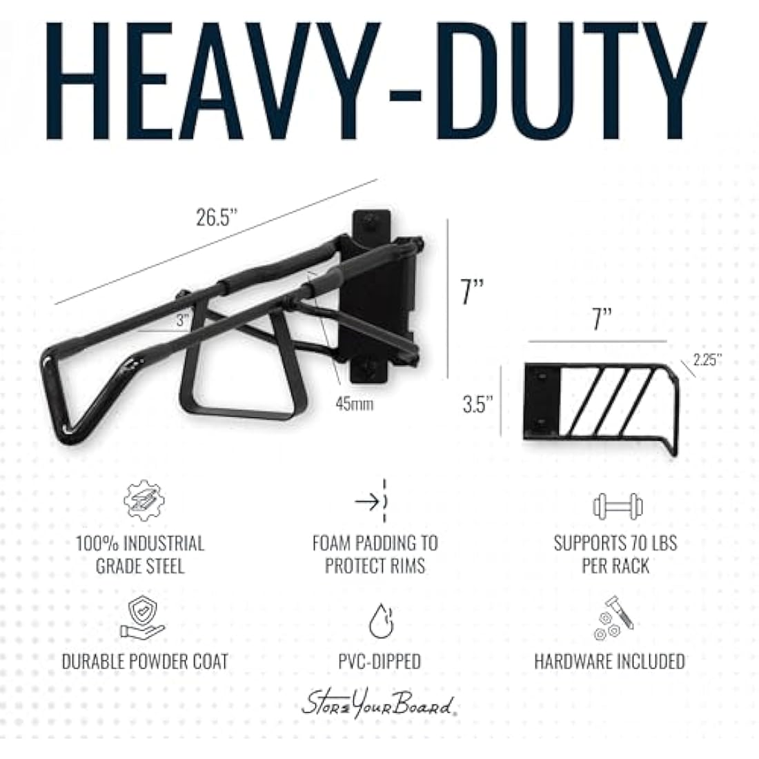 StoreYourBoard SwivelStow Road & Gravel Bike Storage 2 Pack – Heavy Duty Bike Hanger, No-Lift Bike Wall Mount for Garage Bike Storage, Holds 70 lbs, Patent-Pending