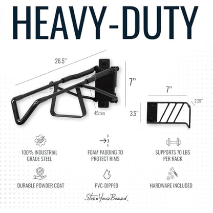 StoreYourBoard SwivelStow Road & Gravel Bike Storage 2 Pack – Heavy Duty Bike Hanger, No-Lift Bike Wall Mount for Garage Bike Storage, Holds 70 lbs, Patent-Pending