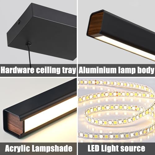 Mikeru Modern Kitchen Island Pendant Lighting, 180cm Hanging Pendant Light Dimmable 10% to 100% Pool Table Lights Put Together Ceiling Lights 3000K/4500K/6500K Linear Chandelier for Living Room