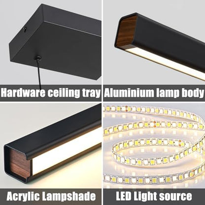 Mikeru Modern Kitchen Island Pendant Lighting, 180cm Hanging Pendant Light Dimmable 10% to 100% Pool Table Lights Put Together Ceiling Lights 3000K/4500K/6500K Linear Chandelier for Living Room