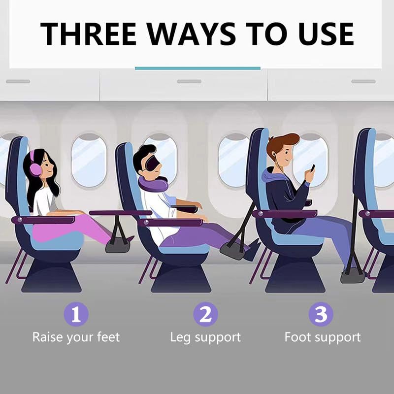 Flintronic Airplane Footrest, Portable Plane Foot Hammock, Travel Essentials Hammock with Support Plates, No Feet Clashing
