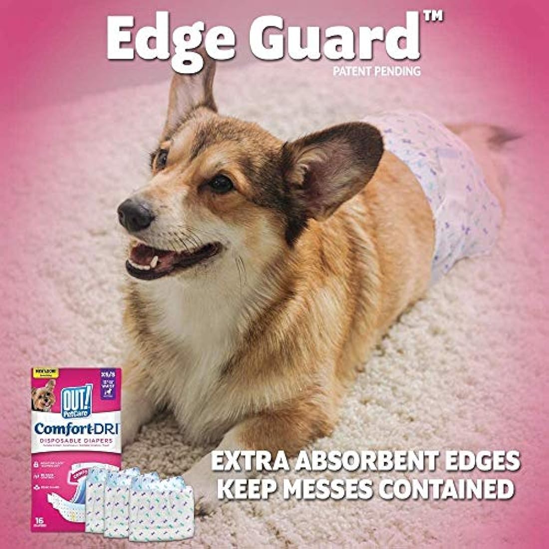 OUT! Pet Care Disposable Female Dog Diapers | Absorbent with Leak Proof Fit | Toy - 18 Pack