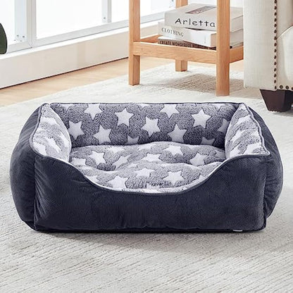 MIXJOY Large Dog Bed(76x61cm), Super Soft Cosy Rectangle Dog Beds, Grey Washable Pet Bed, Ideal for Doberman Pinscher, Sheltie, Border Collie, Australian Herding Dog
