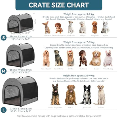PETSFIT Soft Dog Crate Large, Travel Dog Crate - 30 Inch Lightweight, Roomy, Easy to Set Up, Portable Pop Up Dog Carrier with Thick Mat, Sturdy Portable Cat Kennel, Grey