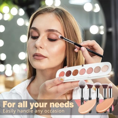 BEAKEY Diversity Make up Brushes 12Pcs Makeup Kit, Premium Synthetic Kabuki Foundation Face Powder Concealers Eyeshadow Blush Brushes Make up Brushes Set, with 2pcs Blender Sponges (Black/Silver)