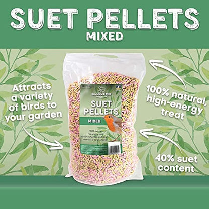 Copdock Mill Mixed Suet Pellets Wild Bird Food 12.75kg – With Mealworms, Berries, Insects & Seeds – All Year-Round Bird Feed – 40% Suet Fat Content