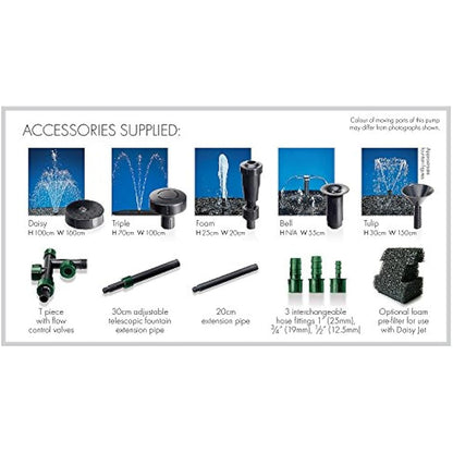 Blagdon Midipond High Performance Pond Pump to Run Fountains, Waterfalls & Filters, 5 Fountain Heads, Adjustable Extension Pipes, Fittings Included, Easy Clean, for Ponds up to 4620 Litres, Black