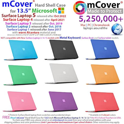 mCover Hard Shell Case Compatible with 13.5-inch Microsoft Surface Laptop 1/2 / 3/4 Computer with Alcantara Material Keyboard (Not for Metal Keyboard) -Green
