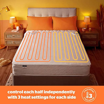 Silentnight Dual Control Electric Blanket King Size - Heated Electric Underblanket Bed Warmer Sheet with 3 Heat Settings, Easy Fit Straps and Split Controls - King Size 160x150cm (63"x59")