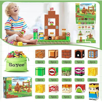 Magnetic Blocks Building Toys - Build Mine Magnet World Set, Magnet Toys for Boys & Girls Ages 5-7, Buildable Game Elements Gifts Toys for 3+ Year Old Boys & Girls