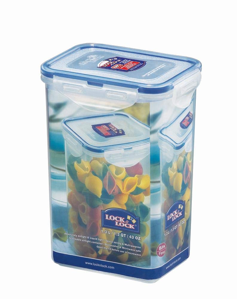 Pack of 6) Lock & Lock Food Storage Box, Storage Box, Transparent, 1.3 l Square Set by Danto® High 135 x 102 x 185 mm