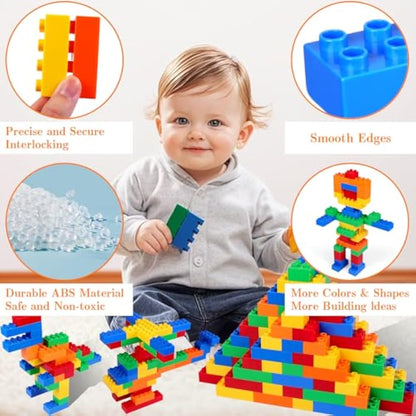 HIUME Large Building Block Set, 150 Building Blocks, Compatible with Duplo Building Bricks and Top Brands, Suitable for Children Aged 3 4 5 6 Years, A Great Building Block Gift for Boys and Girls.