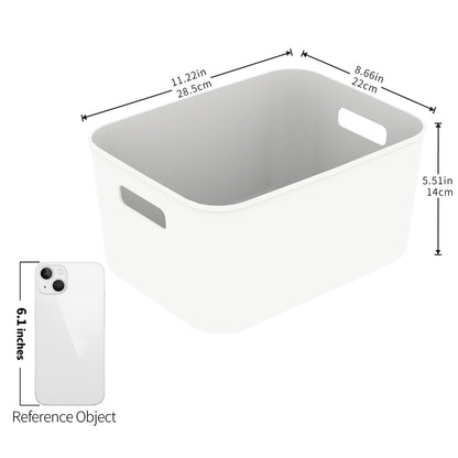 Cetomo 8L*4 Storage Basket, Plastic Open Storage Box, Containers for Shelves, Organizers with Handles for Office, Countertops, Cabinets, PP, BPA Free