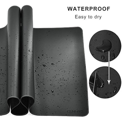CENNBIE Leather Desk Mat,100X50cm Extra Large Desk Pad Blotter Protector, Extended Non-Slip Mouse Pad, Waterproof PU Leather Desk Mat on top of desks Large for Office and Home (Black)